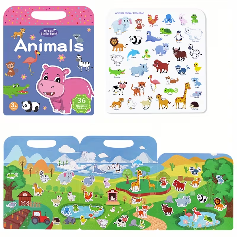 Мій перший альбом із наліпками Тварини 36 наліпок (ZD-002) багаторазові вінілові наклейки