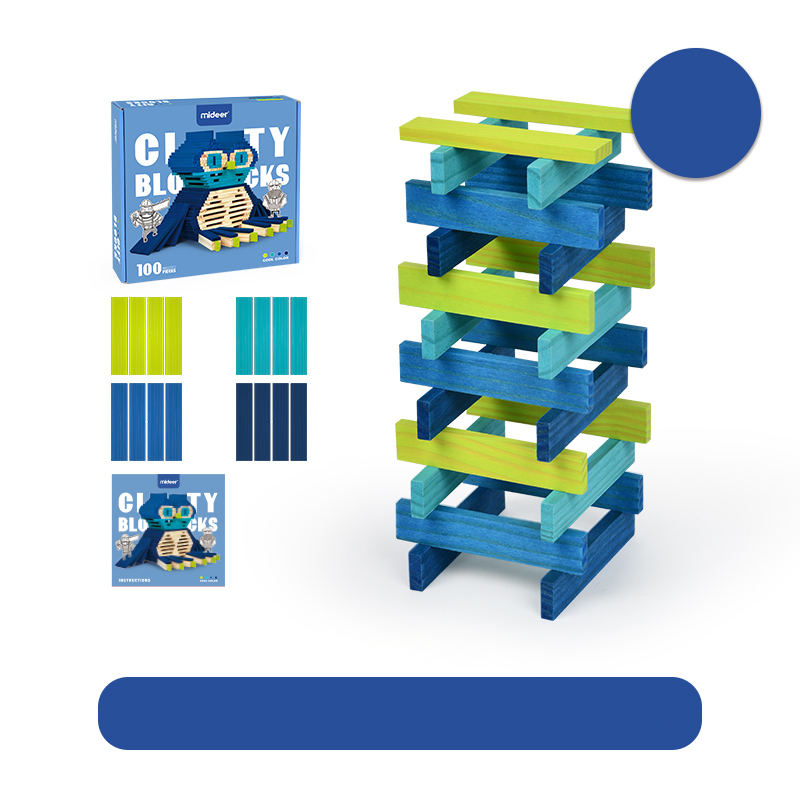Будівельні дерев'яні блоки CITYBLOCKS Mideer Холодні  кольори 100 деталей ( MD1116 ) монтесорі