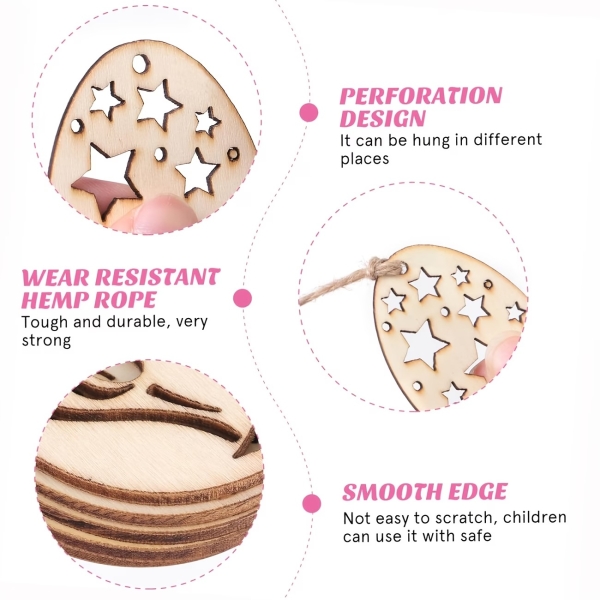 Набір дерев'яних Великодніх прикрас для розпису , 20 штук розміром 5*4 см ( В-3490-mix ) розмалюй сам