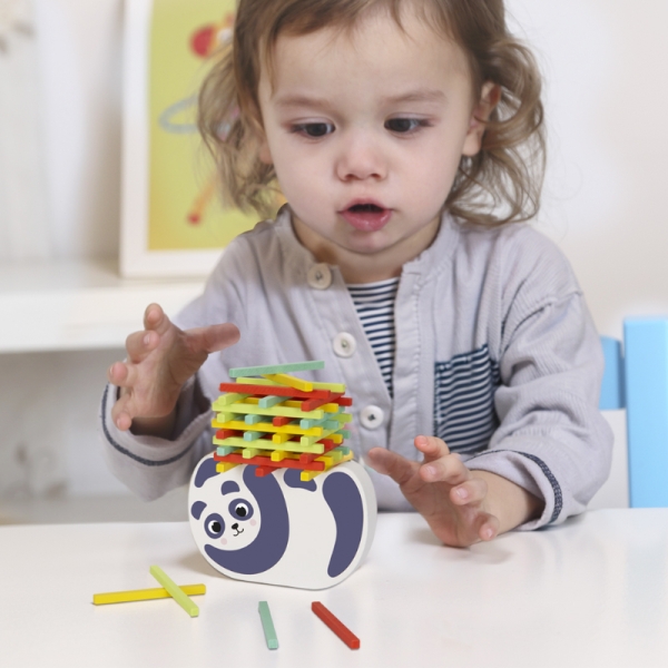 Ігровий дерев'яний набір-балансир для дітей Tooky Toy Монтессорі, раннє навчання, блоки, Панда, 41 предмет ( HP082 ) від 3 років