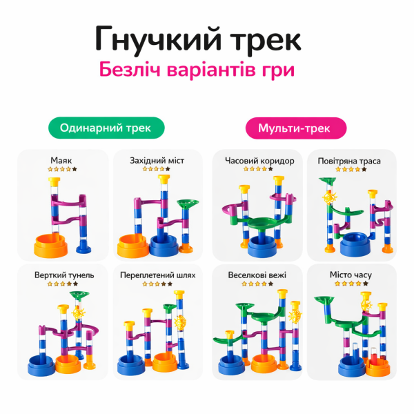 Конструктор - блоки для трекових куль Mideer Marble track Мармурова доріжка, від 3 років, 51 деталь (MD2264) STEAM 