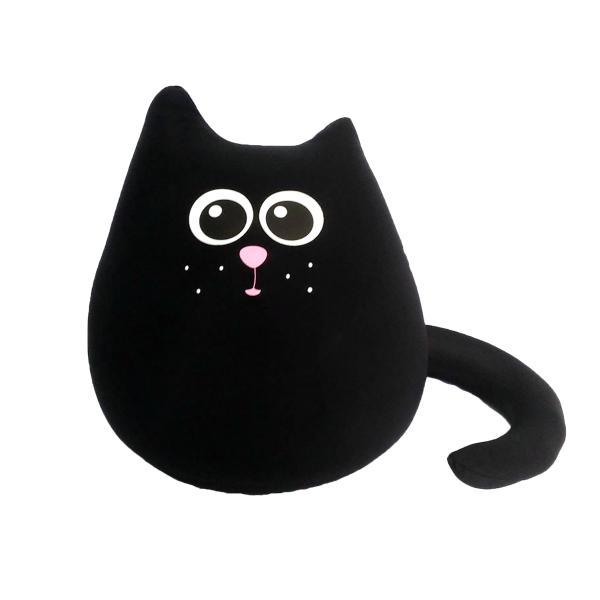 М'яка  іграшка Expetro антистрес подушка  інтер'єрна  Кіт міні Вугіллячко 20 см чорний ( A204 ) наповнювач кульки пінополістиролу