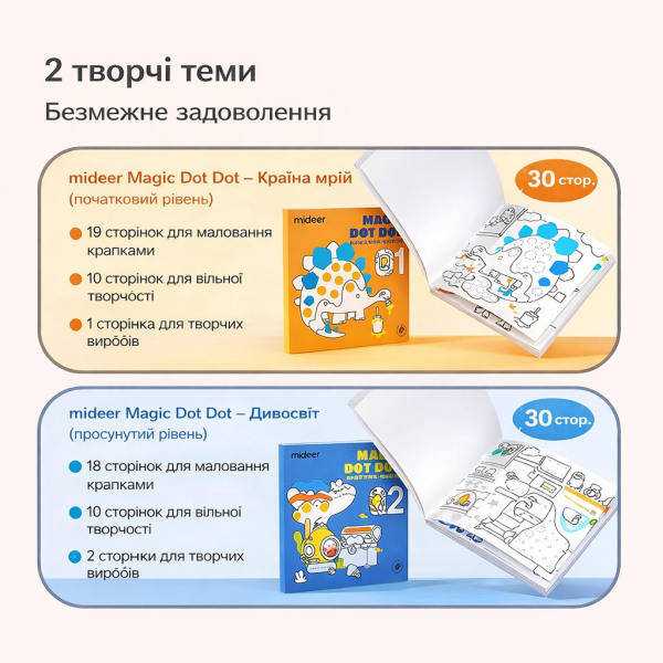 Альбом з точковими малюнками для дитячого саду Mideer Країна мрій 1 рівень, Dot, 30 аркушів (MD6281)  для крапкових ДОТ маркерів