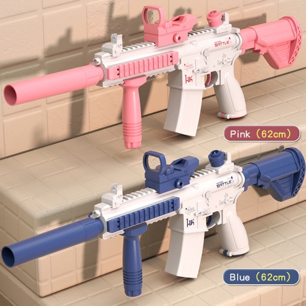 Водяний автомат водний бластер дитячий UKBOO Water Gun M416 на акумуляторі електричний акумуляторний із зарядкою від usb прицілом на 300 мл білий синій водяні автомати водні бластери (HQB007701)