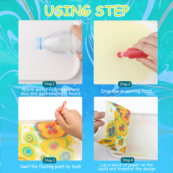 Набір для малювання на воді Jar Melo 12 кольорів Marbling Kit. Набір для марморування , ЕБРУ ( JA92606 )