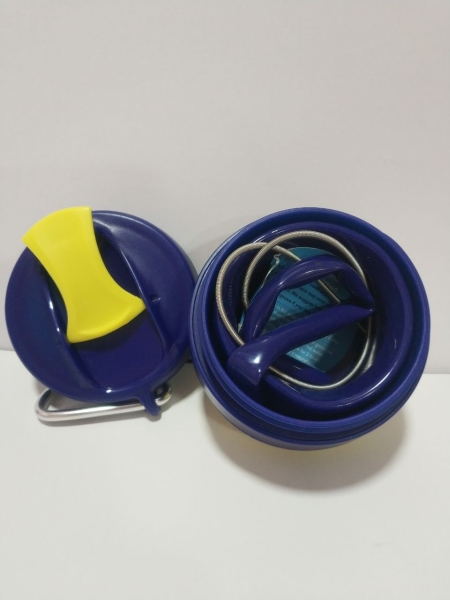 Складана силіконова склянка з кришкою та трубочкою 350 мл Tonna Waist  BLUE and YELLOW