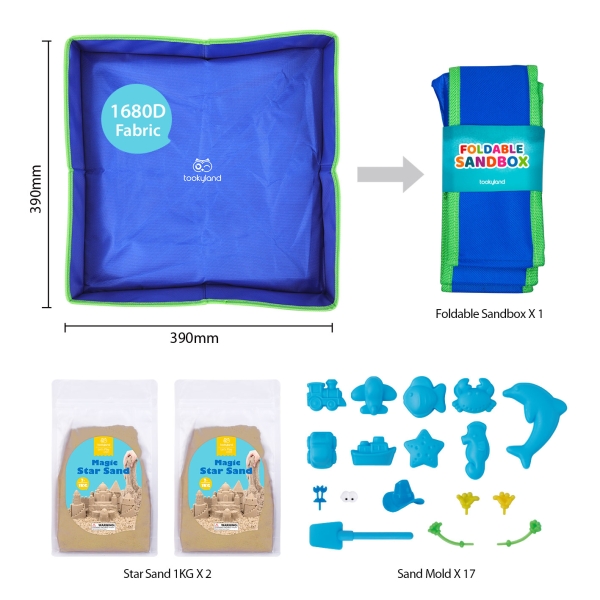 Ігровий набір кінетичного піску Tookyland Чарівний пісок, для дітей від 3-х років ( LT212 ) 2 кг кінетичного піску з пісочницею та інструментами 