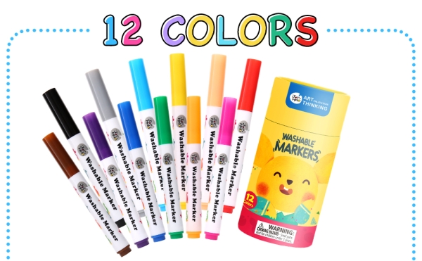 Маркери, що змиваються Jar Melo-Baby Roo 12 кольорів в тубусі (JA90480)