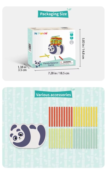 Ігровий дерев'яний набір-балансир для дітей Tooky Toy Монтессорі, раннє навчання, блоки, Панда, 41 предмет ( HP082 ) від 3 років