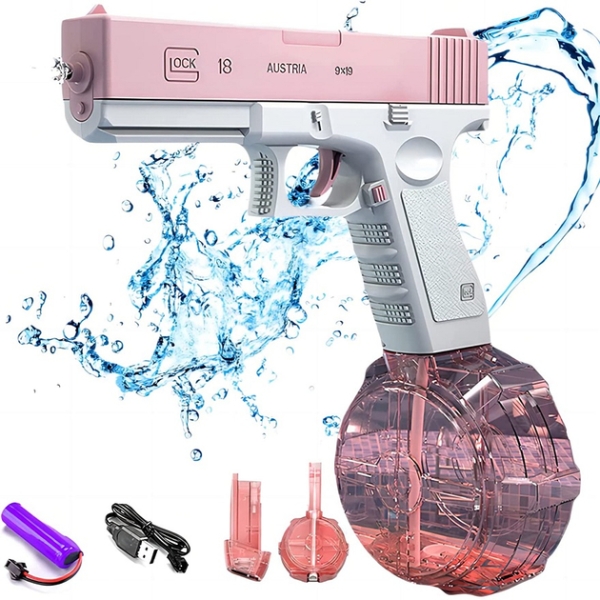Водяний пістолет UKBOO акумуляторний електричний Water Gun Glock, 2 обойми, рожевий ( LK-1- P) Водяний пістолет UKBOO акумуляторний електричний Water Gun Glock, 2 обойми, рожевий ( LK-1- P)