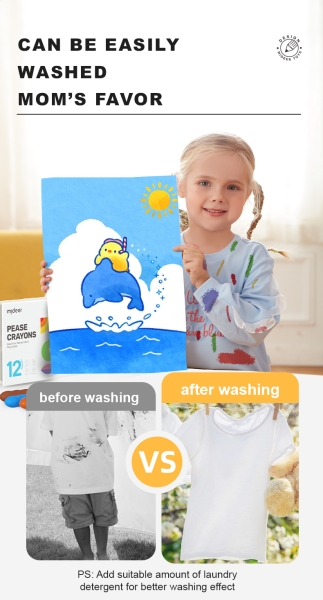 Натуральні воскові олівці MiDeer горохові для найменших 12 кольорів ( MD 6220)