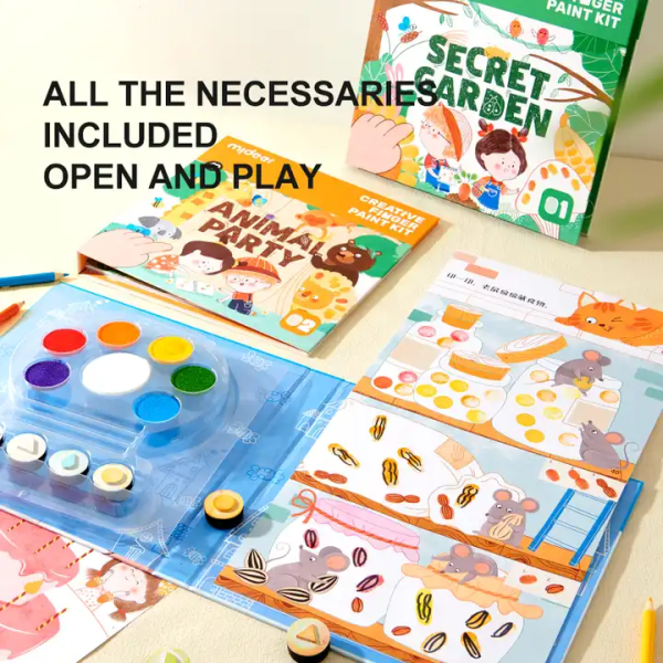 Набір  для малювання пальцями Mideer Картина, що миється Вечірка тварин 50 сторінок ( MD 2236 )