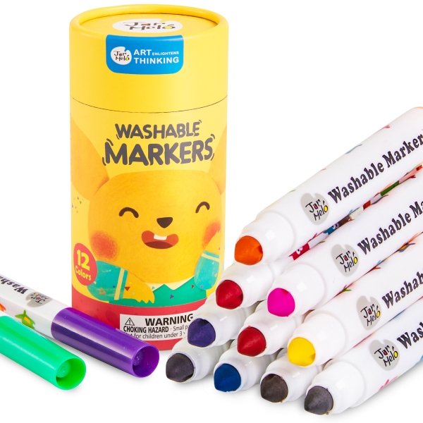 Маркери, що змиваються Jar Melo-Baby Roo 12 кольорів в тубусі (JA90480)