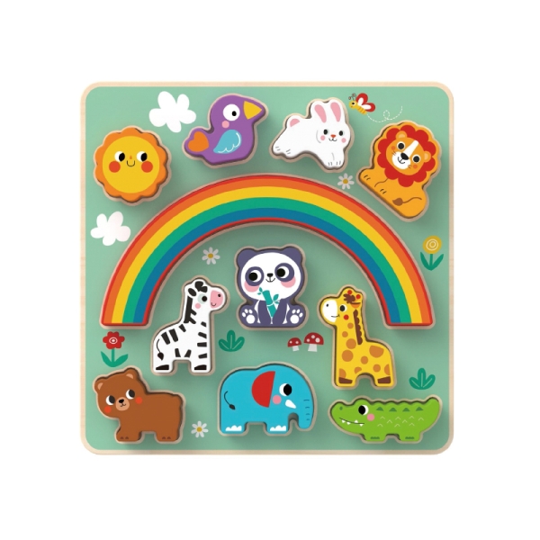 Дитяча дерев'яна гра-балансир Tooky Toy Панда з друзями, 11 предметів ( HP095 ) для малят від 18 місяців