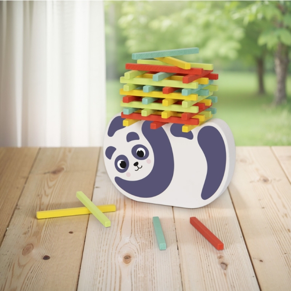 Ігровий дерев'яний набір-балансир для дітей Tooky Toy Монтессорі, раннє навчання, блоки, Панда, 41 предмет ( HP082 ) від 3 років