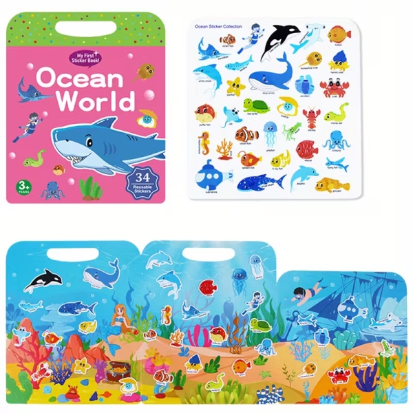 Моя перша книга з наліпками Океан 34 наліпки (ZD-004) багаторазові вінілові наклейки