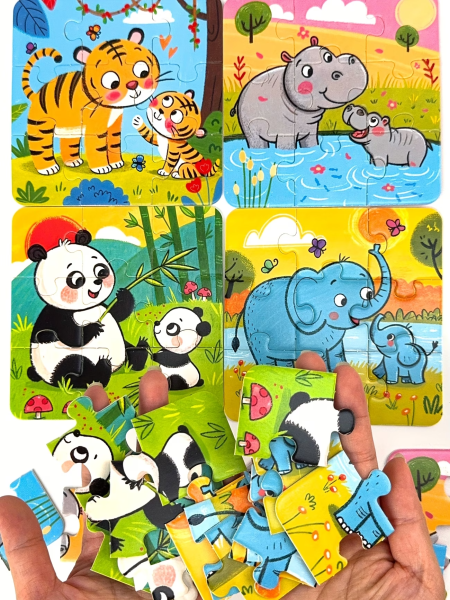 Міні-пазли 4 в 1 для малят Bear Tale Тварини 4 пазла по 9 деталей ( LY2025093 ) від 2 років