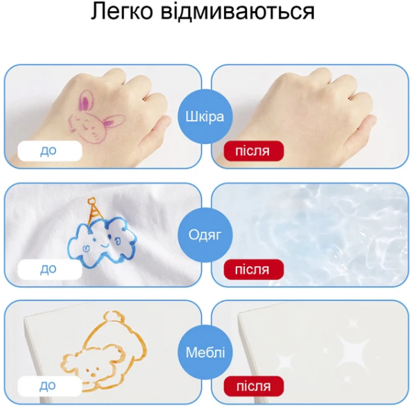 Великі маркери, що змиваються  MiDeer дитячі - універсальні  24 шт (MD1550) на водній основі з тонким кінчиком