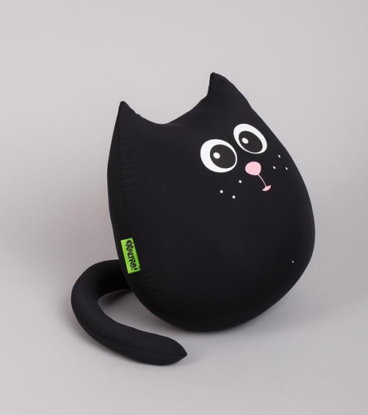 М'яка  іграшка Expetro антистрес подушка  інтер'єрна  Кіт міні Вугіллячко 20 см чорний ( A204 ) наповнювач кульки пінополістиролу