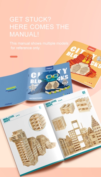 Будівельні дерев'яні блоки CITYBLOCKS Mideer Теплі кольори 100 деталей ( MD1115 ) монтесорі