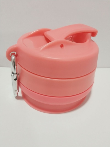 Складана силіконова склянка з кришкою та трубочкою 350 мл Tonna Waist  SALMON-PINK 