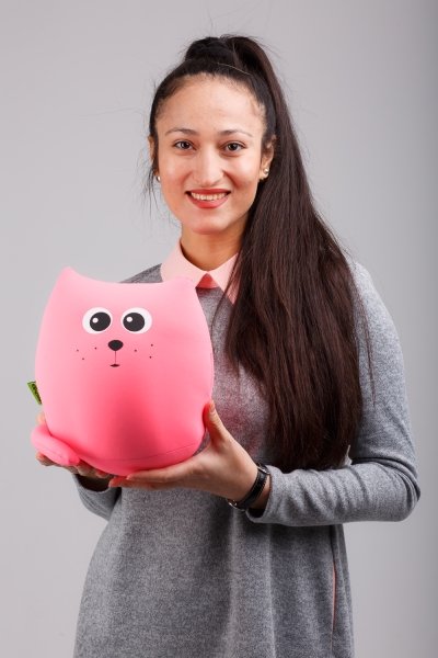 М'яка іграшка антистрес Expetro подушка інтер'єрна Кіт міні Сакурка 20 см рожева ( A206-11 )