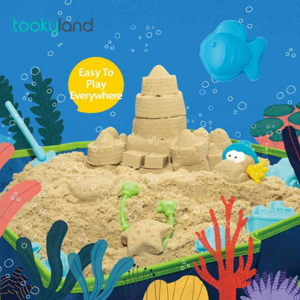 Ігровий набір кінетичного піску Tookyland Чарівний пісок, для дітей від 3-х років ( LT212 ) 2 кг кінетичного піску з пісочницею та інструментами 