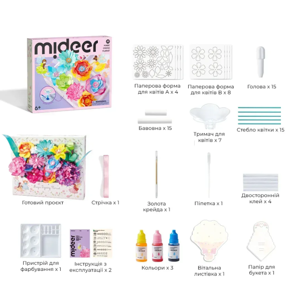 Творчий набір для дітей Mideer «Флористика» – створення паперових квітів, DIY набір, від 6 років ( MD2319 ) STEAM 