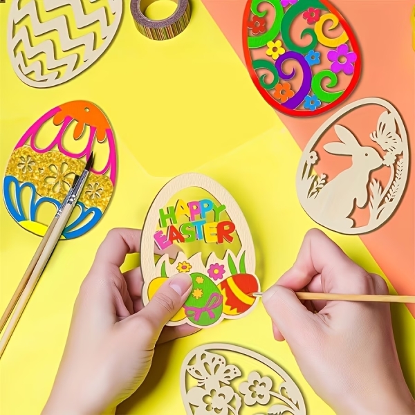 Набір дерев'яних Великодніх прикрас для розпису , 20 штук розміром 5*4 см ( В-3490-mix ) розмалюй сам