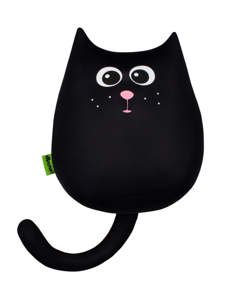 М'яка  іграшка Expetro антистрес подушка  інтер'єрна  Кіт міні Вугіллячко 20 см чорний ( A204 ) наповнювач кульки пінополістиролу