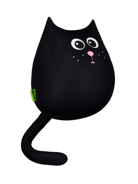 М'яка  іграшка Expetro антистрес подушка  інтер'єрна  Кіт міні Вугіллячко 20 см чорний ( A204 ) наповнювач кульки пінополістиролу