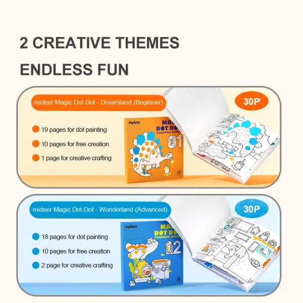 Альбом з точковими малюнками для дитячого саду Mideer Чарівна країна 2 рівень, Dot, 30 аркушів (MD6282) для крапкових ДОТ маркерів