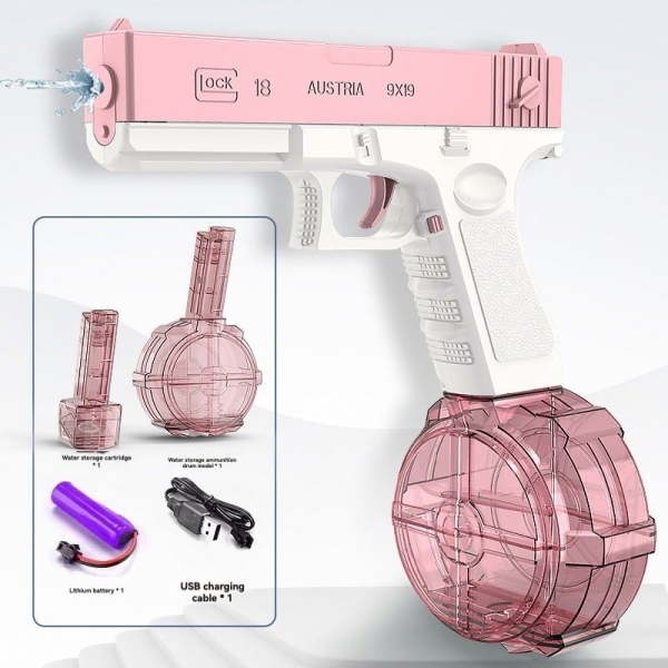 Водяний пістолет UKBOO акумуляторний електричний Water Gun Glock, 2 обойми, рожевий ( LK-1- P) Водяний пістолет UKBOO акумуляторний електричний Water Gun Glock, 2 обойми, рожевий ( LK-1- P)
