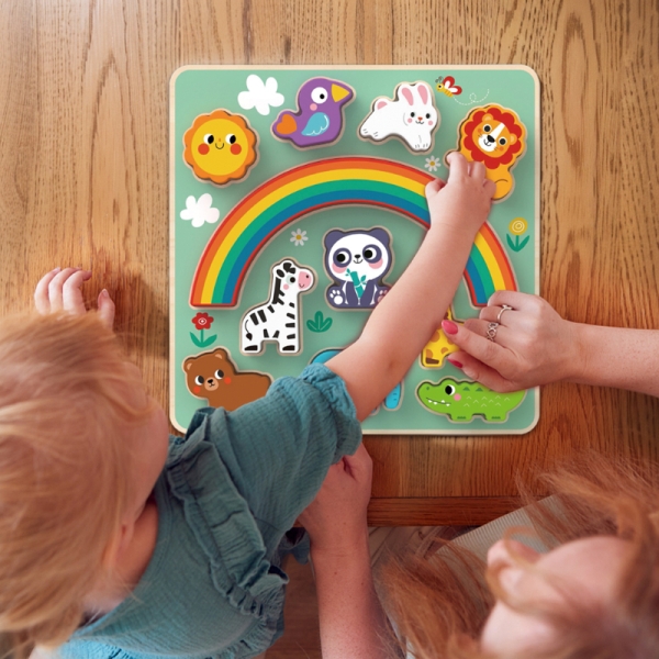 Дитяча дерев'яна гра-балансир Tooky Toy Панда з друзями, 11 предметів ( HP095 ) для малят від 18 місяців