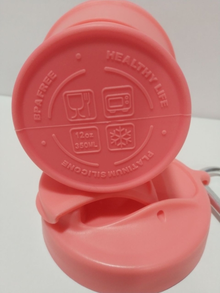 Складана силіконова склянка з кришкою та трубочкою 350 мл Tonna Waist  SALMON-PINK 