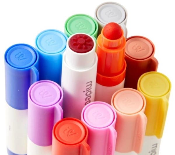 Маркери, що змиваються Mideer із круглим кінчиком зі штампиками 6 кольорів ( MD3385)  Маркери, що змиваються Mideer із круглим кінчиком зі штампиками 6 кольорів ( MD3385)