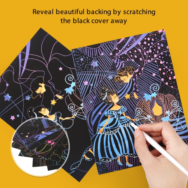 Художня Арт-карта Jar Melo гравюра скретч для вишкрібання Попелюшка , 6 карток( JA90121 