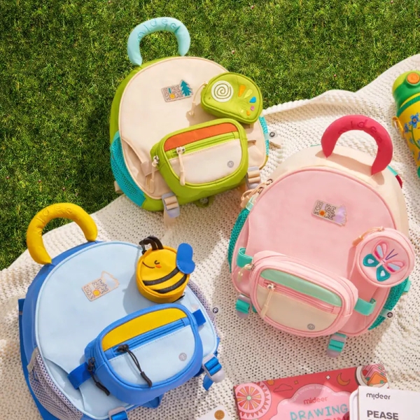 Дитячий ранець 3 в 1 Mideer Рюкзачок для малюків та дошкільнят світло-рожевий ( MD6277 )
