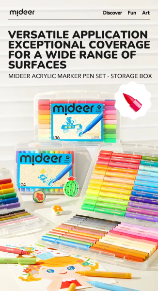 Акрилові маркери Mideer ультрам'яке перо 36 кольорів (MD1524) у валізі Акрилові маркери Mideer ультрам'яке перо 36 кольорів (MD1524) у валізі
