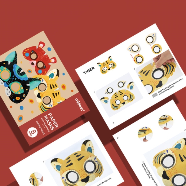 Святкові паперові новорічні карнавальні маски Mideer з 3D тваринами , 8 шт ( MD4118 ) для Хелловін