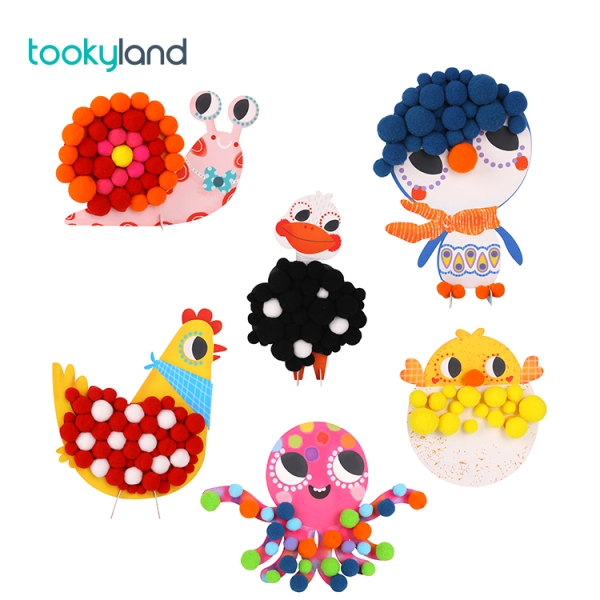 Дитячий набір для творчості Tookyland Фігурки с помпонами Тварини, 6 фігурок, 223 шт  ( LT079 ) Pom - Pom