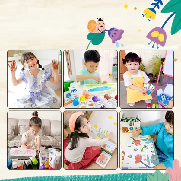 Дитячі пальчикові фарби MiDeer 8 кольорів (MD4110)